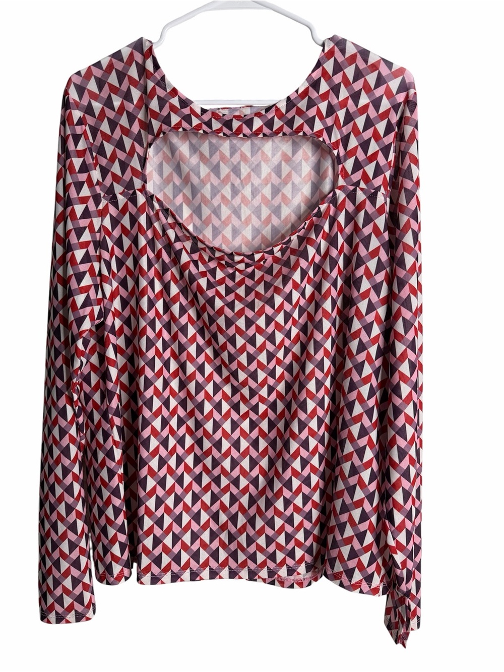 ELOQUII Geometric Cutout Long Sleeve Top Size 22/24 Sleeve Sheer Flattering bold - Picture 1 of 8